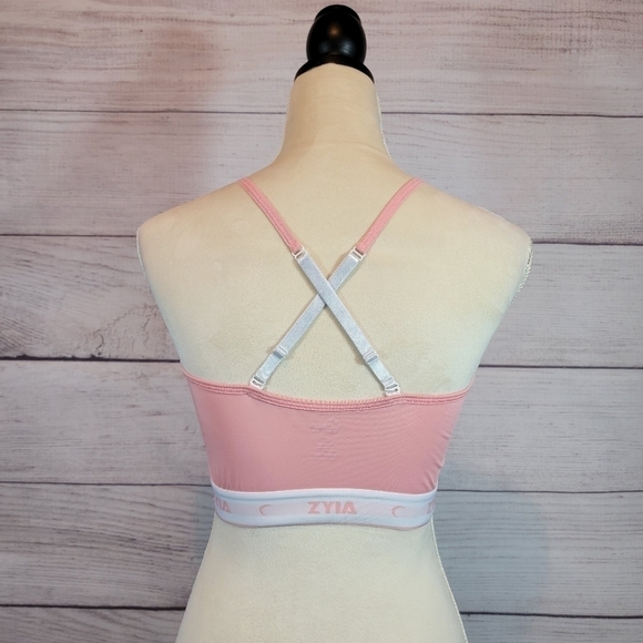 ZYIA Comfort Strappy Sports Bra Pink White Size Medium - Picture 3 of 6